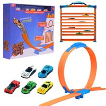Super Pista 3 em 1 Loop Rampa E Garagem C/ 5 carrinhos - Castela