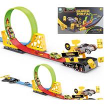 Super Pista De Corrida Radical Com looping e Lançador + Carrinho