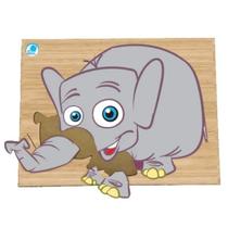 Super quebra cabeça elefante com 7 peças em madeira - simque - 644
