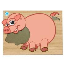 Super quebra cabeça porco com 7 peças em madeira - simque - 649