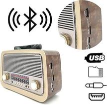 Super Rádio Vintage Am Fm Antigo Retrô Usb Bluetooth Recarregável 110/220