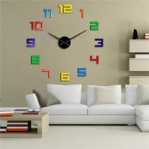 Super Relógio De Parede 50cm Preto 3d Adesivo Decorativo Luxo Quartz - COLORIDO Super Relógio De Parede 50cm Preto 3d Adesivo Decorativo Luxo Quartz - COLORIDO