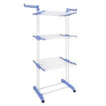 Super Varal 3 Andares Roupas Retratil Articulado Dobravel Vertical Cor Azul