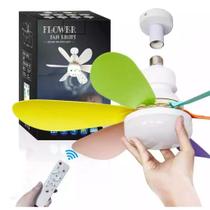 Super Ventilador Teto Lampada Bocal E27 30w Silencioso Bivolt Flor Pás- ARCO IRIS