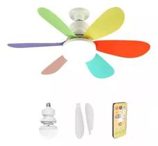 Super Ventilador Teto Mk 30W Lâmpada Led Controle Bocal E27 Super Ventilador Teto Mk 30W Lâmpada Led Controle Bocal E27