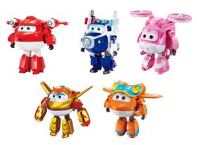 Super Wings - Pacote com 5 Aviões Transformáveis (Inclui Jato Sobrecarregado)