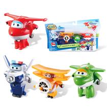 Super Wings US710610 Transform-A-Bots, Jett, Paul, Mira, Grand Albert, Toy Figures, Escala de 2"