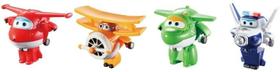 Super Wings US710610 Transform-A-Bots, Jett, Paul, Mira, Grand Albert, Toy Figures, Escala de 2"