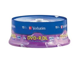 Superfície da marca DVD+R DL Verbatim de 8,5 GB 8X AZO 15 unidades roxas Superfície da marca DVD+R DL Verbatim de 8,5 GB 8X AZO 15 unidades roxas