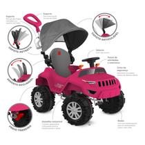 Superjipe Reclinável Com Capota Passeio & Pedal (Pink) - Bandeirante Superjipe Reclinável Com Capota Passeio & Pedal (Pink) - Bandeirante