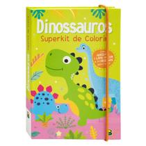 Superkit de Colorir - Dinossauros - Livro de colorir Adesivos Lápis de cor