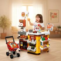 Supermercado Completo Geladeira Com Vapor E Carrinho 65pcs
