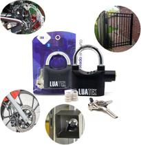 SuperTrava Cadeado Com Alarme Sonoro 110db Aço Reforçado Lk-bl16 Preto 3 chaves