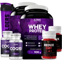 Suplementação Completa Whey 900g Duplo, CoQ10,Redux Day, Shaker 600ml Energia Suplementação Completa Whey 900g Duplo, CoQ10,Redux Day, Shaker 600ml Energia