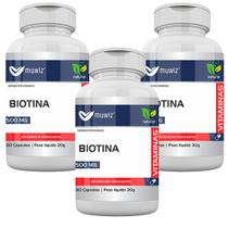 Suplemente Biotina 500 Mg 60 Cápsulas Muwiz 3 Potes