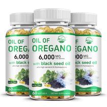 Suplemente o óleo vivo de orégano da Nature's com óleo de semente preta, pacote com 3 unidades