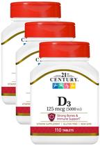 Suplemento 21st Century D, comprimidos de 5000 UI, 110 unidades x 3