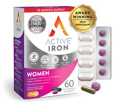 Suplemento ACTIVE Iron para Mulheres - 30 Cápsulas + 30 Comprimidos