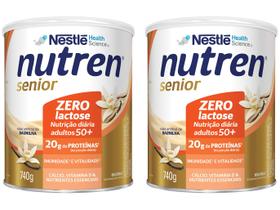 Suplemento Alimentar Adulto Nutren Senior - Sem Sabor Zero Açúcar sem Lactose 740g 2 Unidades