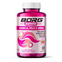 Suplemento Alimentar Borg Gummy Cabelo, Pele e Unha Sabor Morango 30 Gomas Mastigáveis