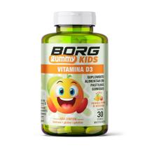 Suplemento Alimentar Borg Gummy Kids Vitamina D3 Sabor Laranja, Limão e Morango 30 Gomas Mastigáveis