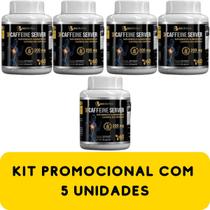 Suplemento Alimentar de Cafeína Biocêutica Caffeine Server Pote 60 Cápsulas Kit Promocional 5 Unidades