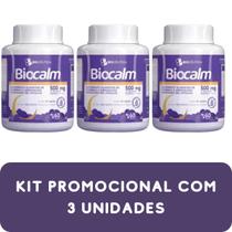 Suplemento Alimentar de Vitaminas e Aminoácido Triptofano Biocêutica Biocalm Pote 60 Cápsulas Kit Promocional 3 Unidades