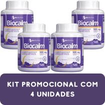 Suplemento Alimentar de Vitaminas e Aminoácido Triptofano Biocêutica Biocalm Pote 60 Cápsulas Kit Promocional 4 Unidades