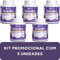 Suplemento Alimentar de Vitaminas e Aminoácido Triptofano Biocêutica Biocalm Pote 60 Cápsulas Kit Promocional 5 Unidades