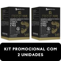 Suplemento Alimentar de Vitaminas e Minerais Biocêutica Fisiofort Hair Cabelo, Barba e Pele Pote 60 Cápsulas 2 Unidades