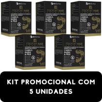 Suplemento Alimentar de Vitaminas e Minerais Biocêutica Fisiofort Hair Cabelo, Barba e Pele Pote 60 Cápsulas 5 Unidades