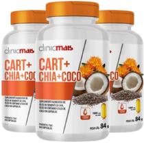 Suplemento Alimentar Oleo de semente de Chia Cartamo e Coco 60 cap ClinicMais Kit com 3