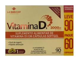 Suplemento Alimentar Vitamina D3 2000Ui 90Cps - La San Day