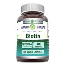 Suplemento Amazing Formulas Biotina 10000 mcg 400 Cápsulas Vegetales