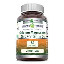 Suplemento Amazing Formulas Cálcio Magnésio Zinco D3 240 Cápsulas de Gel