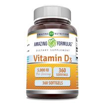 Suplemento Amazing Formulas Vitamina D3 5000 UI 360 Cápsulas Gelatinosas Suplemento Amazing Formulas Vitamina D3 5000 UI 360 Cápsulas Gelatinosas