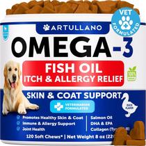 Suplemento Artullano Omega 3 com óleo de peixe para alívio de alergias para cães Suplemento Artullano Omega 3 com óleo de peixe para alívio de alergias para cães