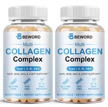 Suplemento BEWORD Multi Collagen Softgels, 120 cápsulas, pacote com 2