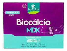 Suplemento Biocálcio MDK 60Caps Carbonato Cálcio - Biofhitus