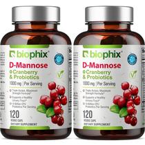 Suplemento Biophix D-Mannose com Cranberry - 1000mg - 120 Cápsulas (2 Frascos)