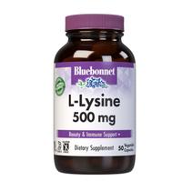 Suplemento BlueBonnet L-Lisina 500 mg, cápsulas de vitamina, 50 unidades