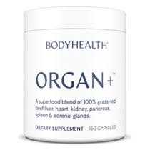 Suplemento BodyHealth Organ+ Órgão glandular alimentado com capim 150 cápsulas Suplemento BodyHealth Organ+ Órgão glandular alimentado com capim 150 cápsulas
