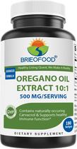 Suplemento Brieofood Óleo de Orégano 10:1 Extrato 500 mg 180 cápsulas gelatinosas