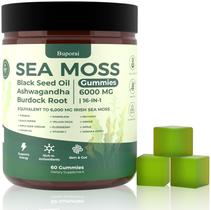 Suplemento Buporai Sea Moss Gummies 16:1 com Bladderwrack e raiz de bardana 60 ct