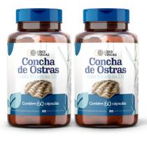 Suplemento Calcio Natural de Ostras 60 Capsulas 500mg e Vitamina D3 para Saude dos Ossos - 2 POTES