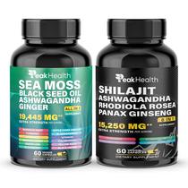 Suplemento: cápsulas de óleo de semente preta Peakhealth Shilajit Sea Moss