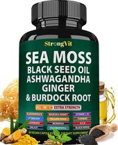 Suplemento: cápsulas de óleo de semente preta StrongVit Sea Moss Suplemento: cápsulas de óleo de semente preta StrongVit Sea Moss