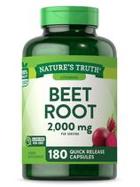 Suplemento: cápsulas de raiz de beterraba Nature's Truth, 2.000 mg, 180 unidades Suplemento: cápsulas de raiz de beterraba Nature's Truth, 2.000 mg, 180 unidades