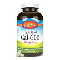 Suplemento Carlson Cal-600 Calcium 600mg Bone Support 250 cápsulas