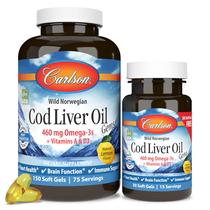 Suplemento Carlson Cod Liver Oil Gems 150 + 30 Cápsulas Gelatinosas